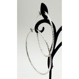 Vintage Sterling Silver Hoop Earrings 925 Mexico 1.75" Lightweight